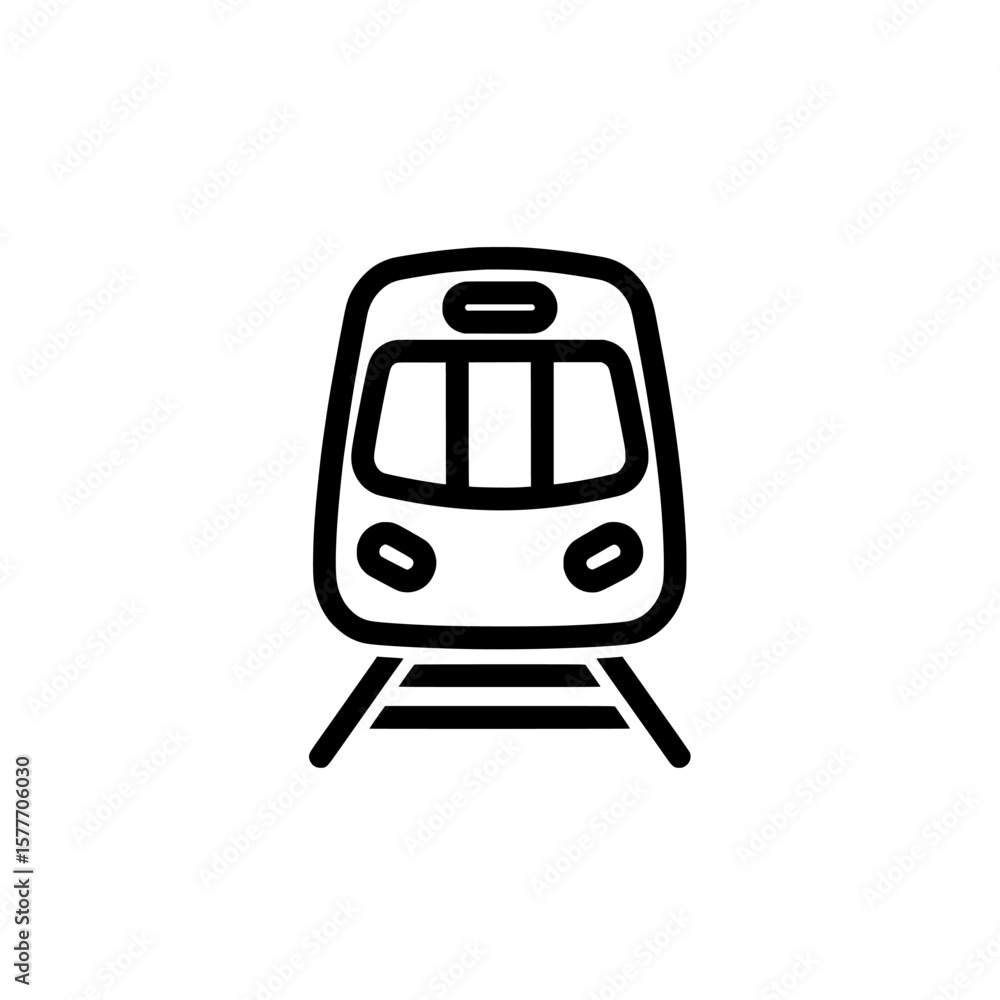 Poster train front view with signals and tracks for transportation projects
