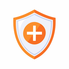 Obraz premium Orange and White Medical Shield Icon