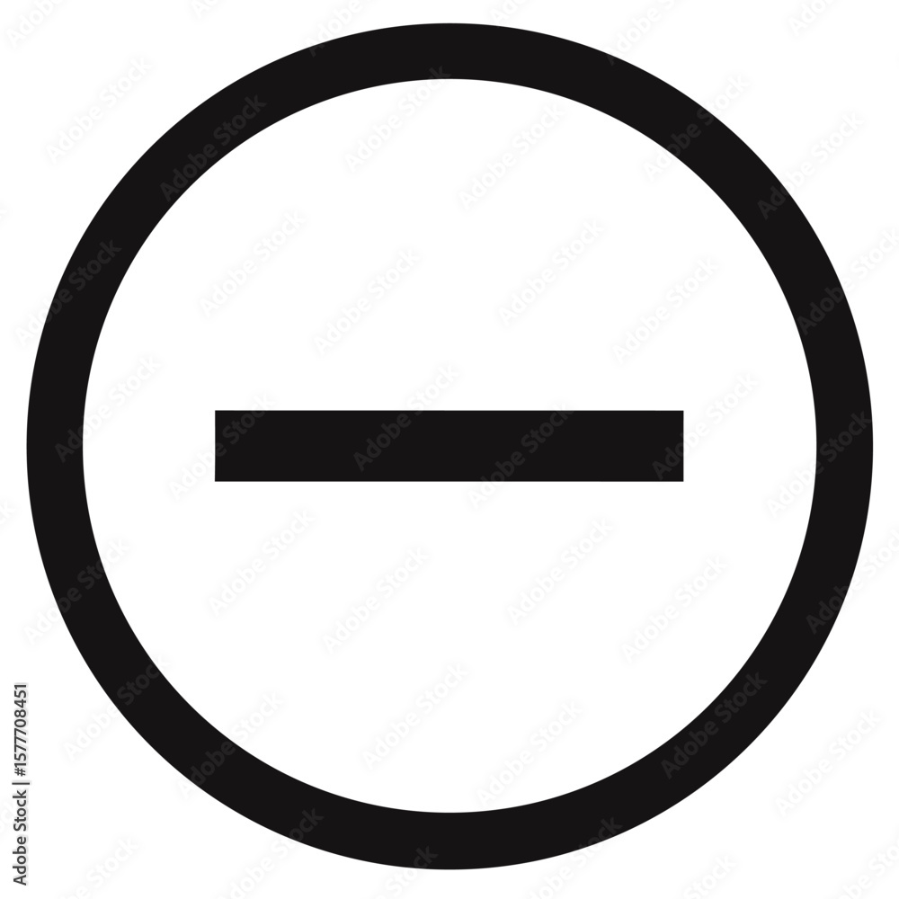 Poster black minus symbol enclosed within a circular shape representing a negative value or exclusion