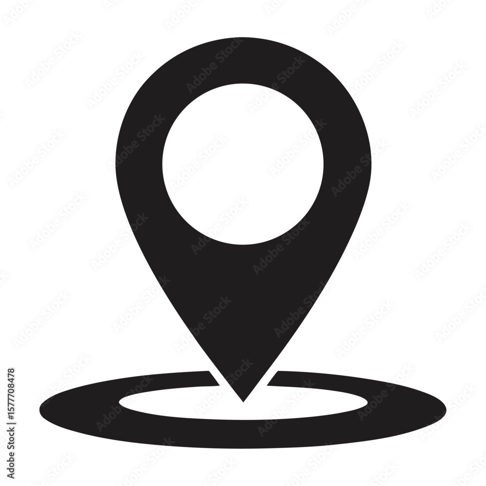 Poster simple black silhouette of a location pin marker for navigation and mapping