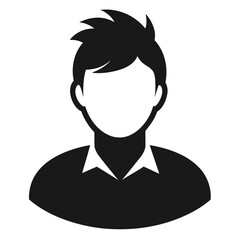 Simple black silhouette icon representing a male user profile with a clean modern design