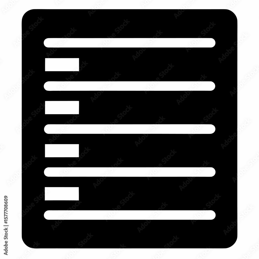 Poster clean black silhouette of a list layout icon with horizontal lines