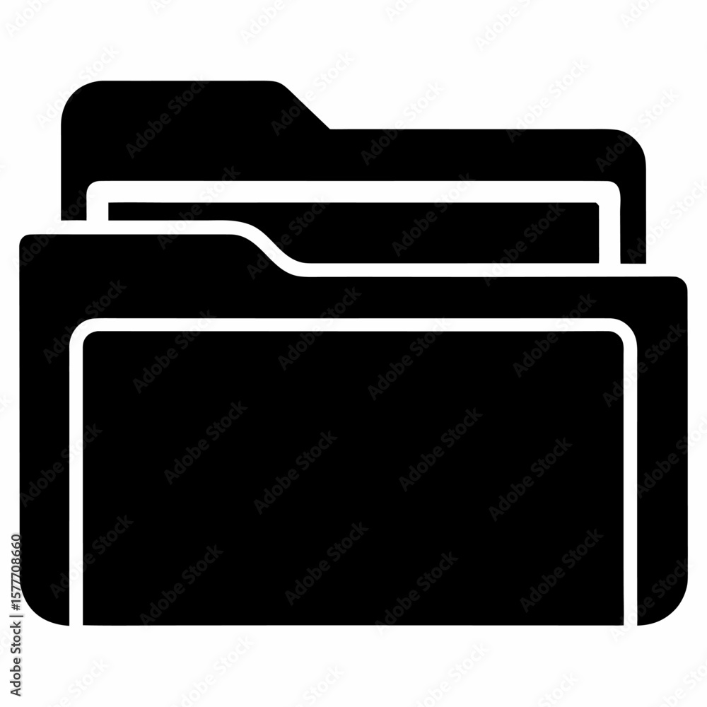 Poster simple black silhouette of a folder icon with a distinct tab