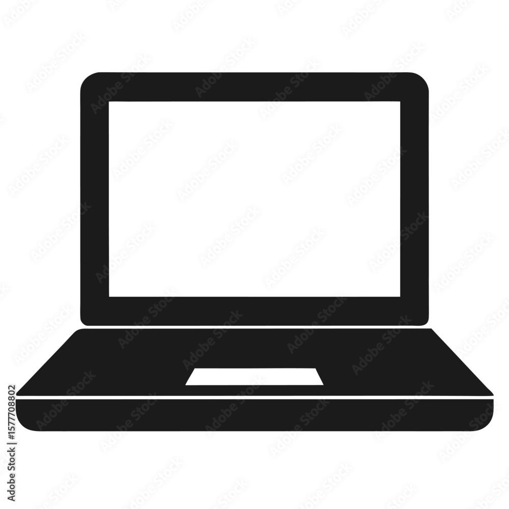 Fototapete modern black silhouette of a laptop computer with a clear screen for digital concepts
