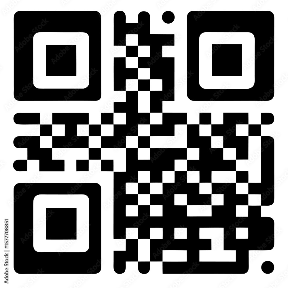 Poster black silhouette of a square qr code with a dotted pattern