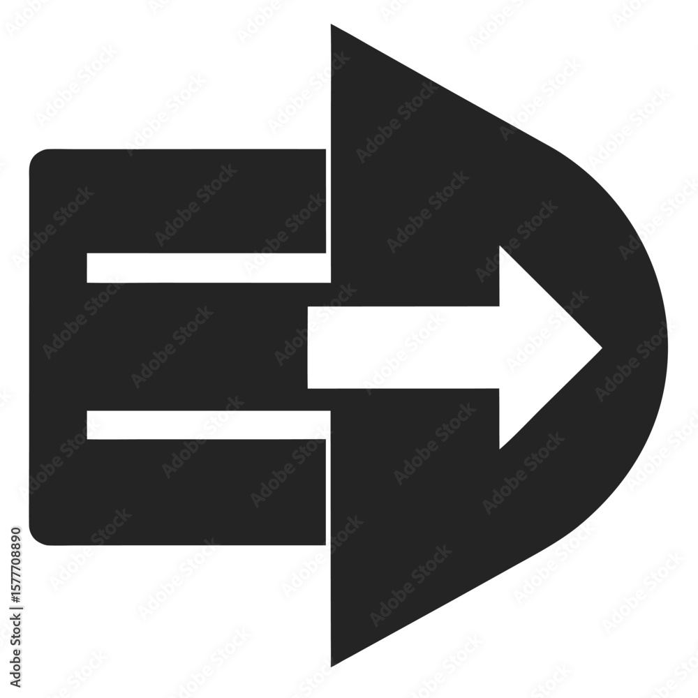 Poster simple black silhouette of a login arrow pointing left for user interface