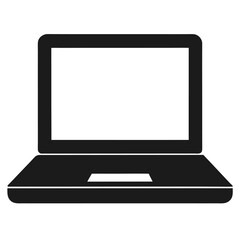 Modern black silhouette of a laptop computer with a clear screen for digital concepts