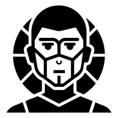 Modern black silhouette icon of a face scan for security and identification
