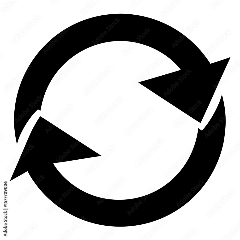 Poster black circular refresh arrow silhouette for user interface and web design
