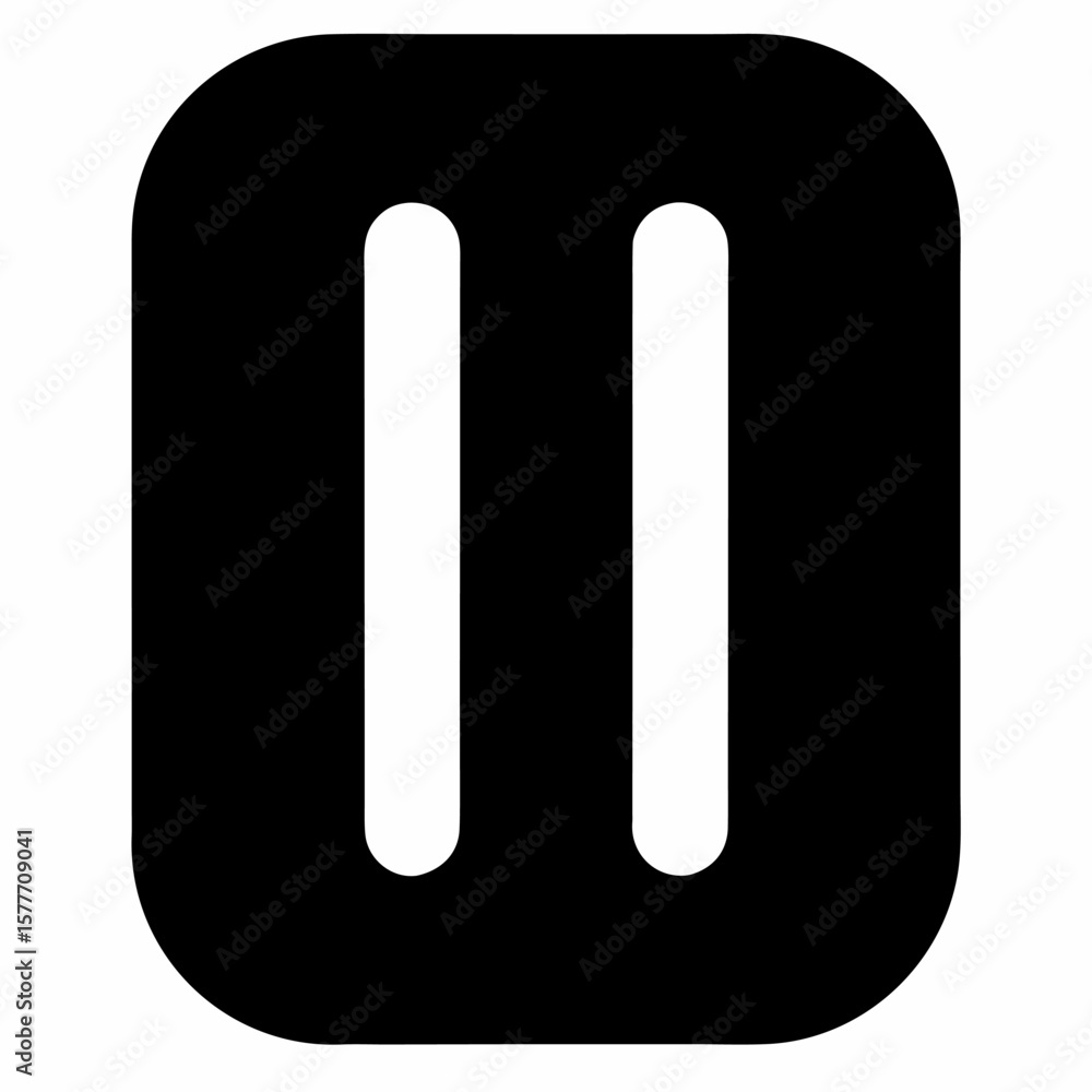 Poster simple black silhouette of a pause button with two vertical lines