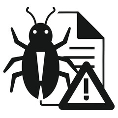 Black silhouette of a bug icon representing error or danger
