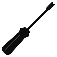Simple black silhouette of a flathead screwdriver for design projects