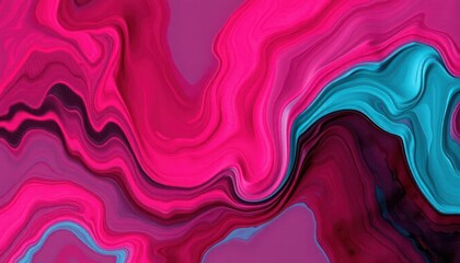 Abstract Fluid Art: Vibrant Pink and Teal Swirls Creating a Colorful Background