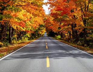 Obraz premium Autumn road trip, stunning fall foliage landscape