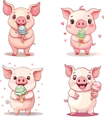set of funny pigs
