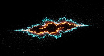 Obraz premium Abstract Teal and Orange Energy Burst: Dynamic, Futuristic, High-Resolution Stock Image