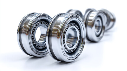 3D render of a ball counter hybrid steel ball bearings on a white background
