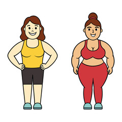 Woman’s body transformation from fat to fit, showing weight loss, toned curves, slimmer waist, and healthy glow, inspiring fitness, discipline, and self-love journey.
