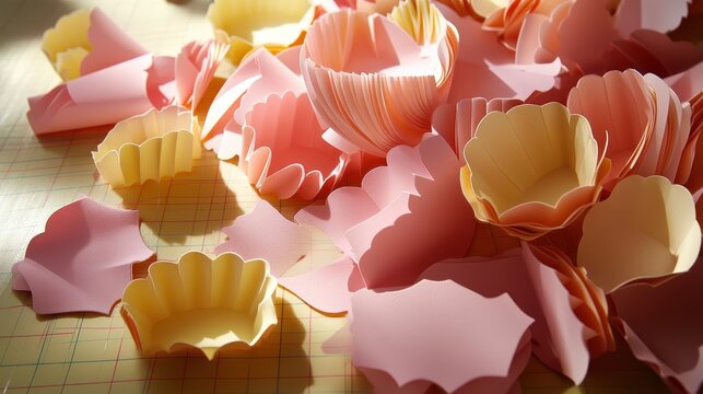 Colorful Paper Flower Shapes Cutting Crafts for Decoration and DIY - Powered by Adobe