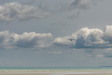 Flying demonstration near the Pointe du Hoc defense in Normandy