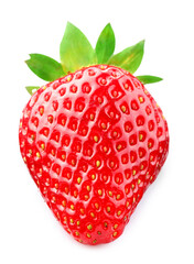 One fresh ripe strawberry isolated on white