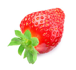 One fresh ripe strawberry isolated on white