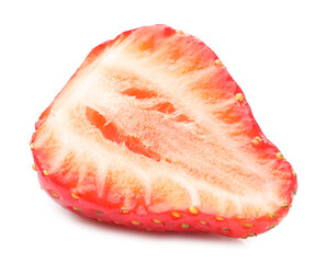 Half of juicy strawberry isolated on white