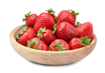 Fresh strawberries in bowl isolated on white