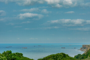 Fototapeta premium View from Port de courseulles-sur, to the The English Channel