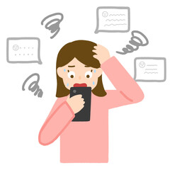 いろいろなネット情報に困っている女性