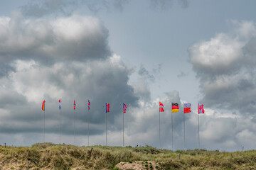 normandie, invasion, war, coast, beach, memorial, canada, flag, juno, canadian, blue, landscape,...