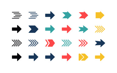 Arrow Icons Set - Colorful Vector Collection with Diverse Arrow Symbols and Illustrations for Modern Web and Graphic Design Projects