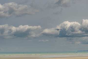 Flying demonstration near the Pointe du Hoc defense in Normandy