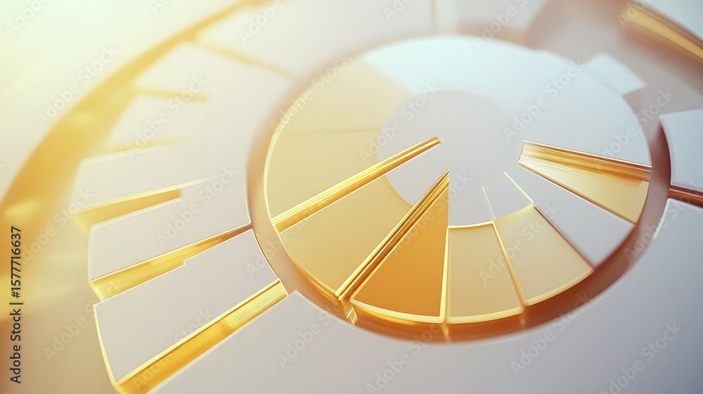 Poster a golden and white abstract spiral structure with a radial design and bright light shining on it