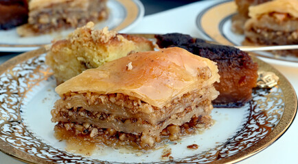 served homamade baklava in a plate
