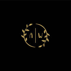 Fototapeta premium AW feminine and elegant wedding monogram initial logo with circle floral gold