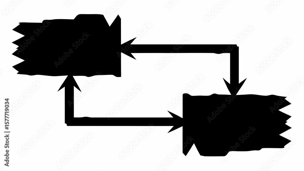 Poster black shapes connected by arrows in a cycle path