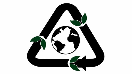 Recycle symbol with earth and leaves illustration