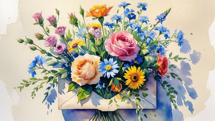 envelope with flowers