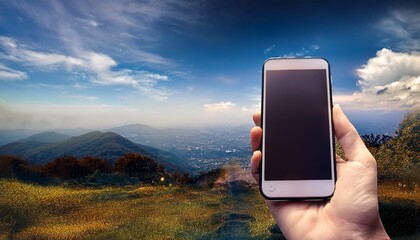 close up phone on hand holding above view angle