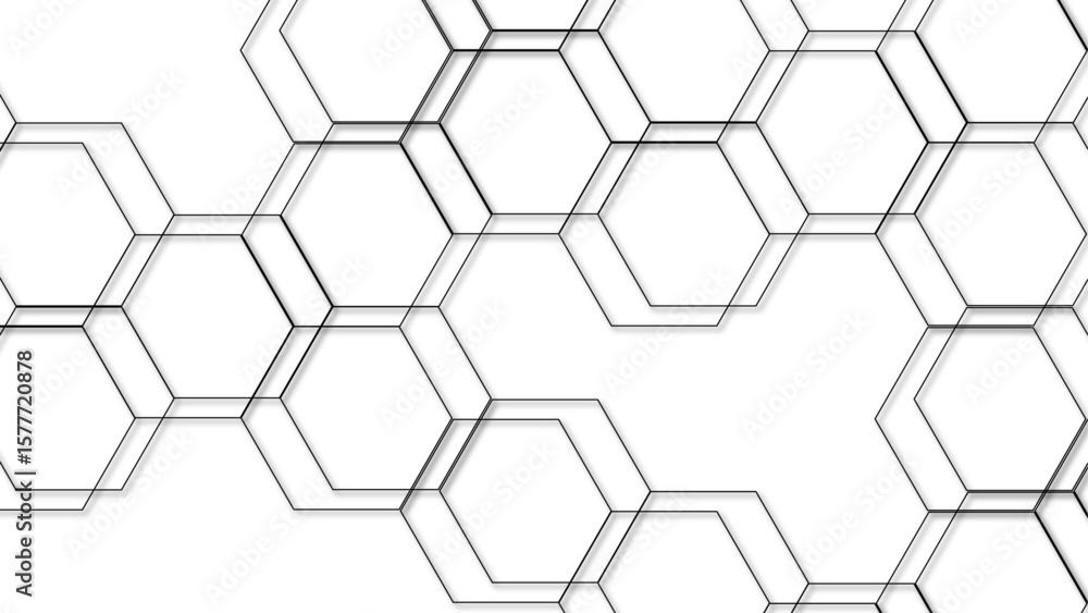 Aufkleber abstract seamless geometric background with interconnected hexagons outlined in thin gray lines on a
