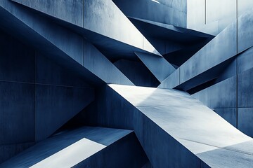 Jagged blue lines crisscrossing over a smooth gray surface, creating a fractured illusion with layered shadow effects 