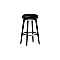 Isolated Black and White of a Simple Stool with Four Legs Design