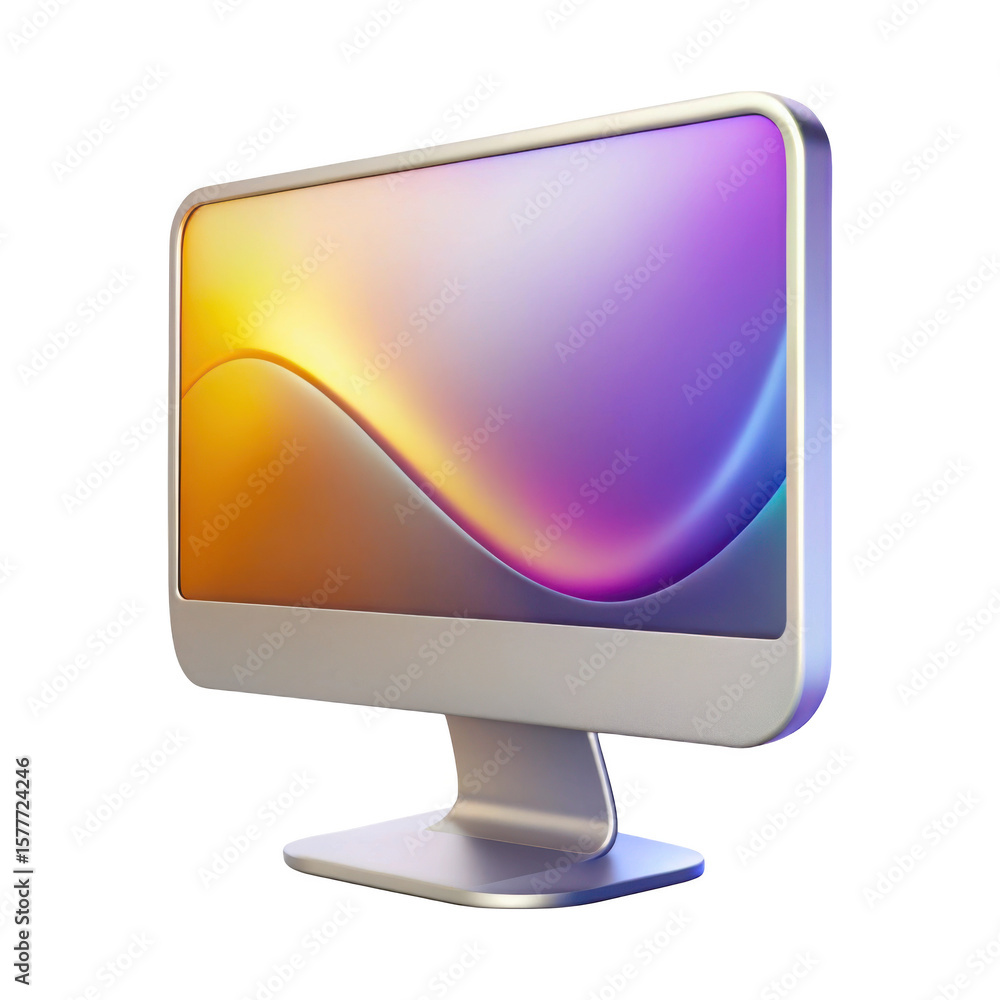 Fototapete 3d modern computer display with gradient screen isolated on transparent background