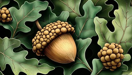 Close-up view of an acorn, highlighting the beauty of nature's details.