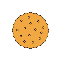 Crispy biscuit cookie food snack drawing for coloring book Line Art Vector Illustration
