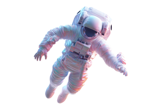 Astronaut floating in space, vibrant colors