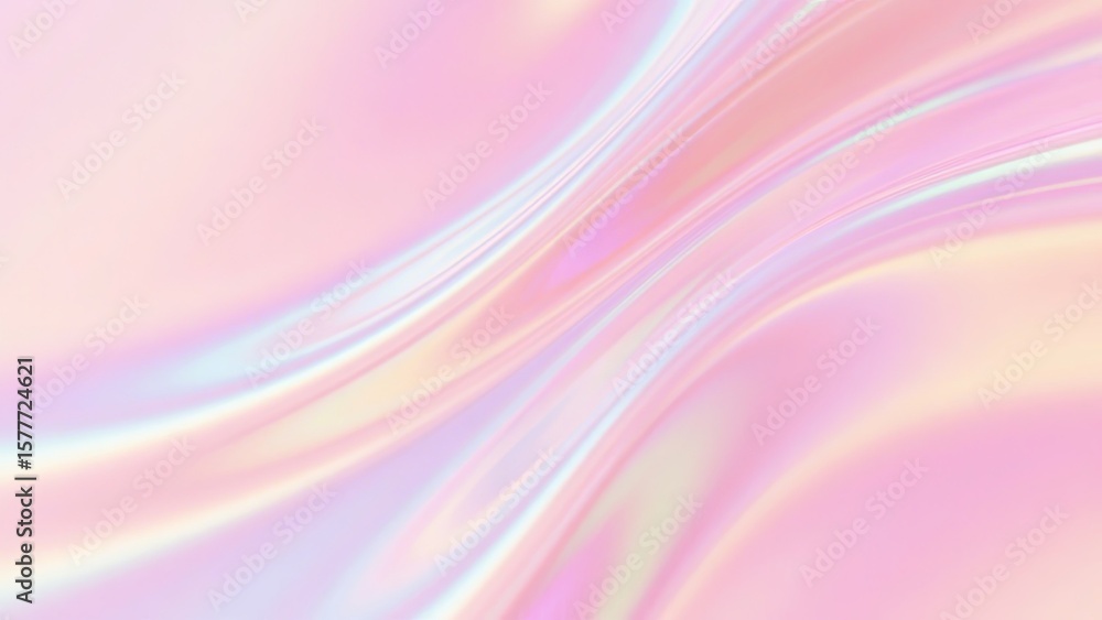 Poster a smooth wave pattern of soft pink and iridescent hues flows seamlessly across the surface, evoking 