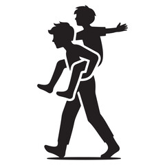 Silhouette of man Best Friends Together 