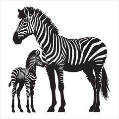 Obraz premium Silhouette vector of a zebra standing on a white background